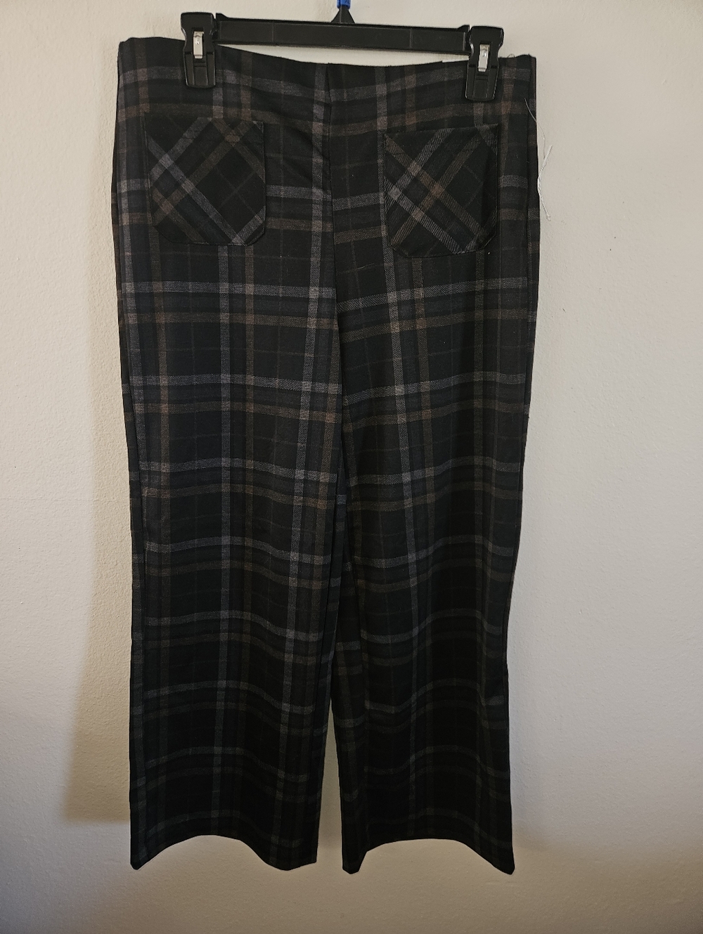Meg & Margot Womans Plaid Pull On Wide Leg Crop Pants Size M